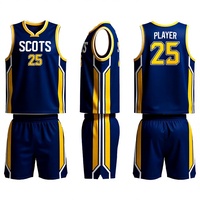 Ensemble de maillots de basket-ball personnalisés sans manches, uniforme d'équipe bleu marine, vêtements de sport en polyester pour adultes
