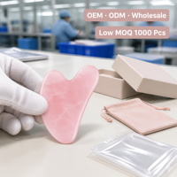 Outil Gua Sha en quartz rose KINWONG, forme de cœur, pierre naturelle, masseur facial, lifting du visage, drainage lymphatique, vente en gros OEM