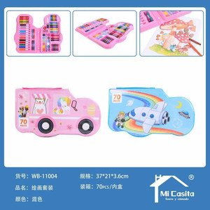 Commercio all'ingrosso 70 pezzi di arte per bambini Set di cancelleria PP Case e colori acrilici per il disegno e la scrittura - Product Image 1