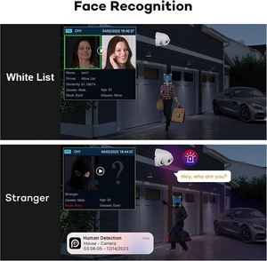 5MP система домашней безопасности CCTV 4CH 8CH с распознаванием лиц AI Встроенный микрофон двустороннее аудио ночное видение - Product Image 5