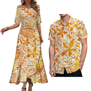 Prezzo all'ingrosso di fabbrica personalizzato <span class=keywords><strong>grande</strong></span> formato estate Aloha uomo camicia partita Samoan stampa signore mezza manica Maxi abito coppia di abbigliamento - Product Image 2