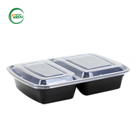 Flash BPA-vrije 2-delige wegwerp PP plastic bento lunchbox, magnetronbestendig, voor afhaalmaaltijden, 32oz