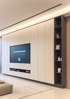 Mueble de TV Flotante Moderno y Lujoso para Sala de Estar, Mueble de Madera con Acabado Brillante Personalizado para Villa