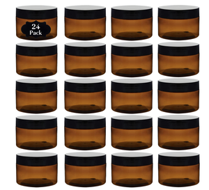 Tarros de plástico ámbar con tapas, rotuladores, etiquetas rellenables, pequeños, vacíos, redondos, marrones, contenedor de almacenamiento para cosméticos, 4 Oz - Product Image 2