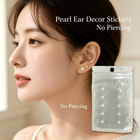 Patchs décoratifs d'oreille autocollants sans perçage, dos transparent, perles en céramique, perles magnétiques, ornements d'oreille