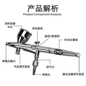 Aerógrafo YC-S228-0.35mm de Alimentación por Gravedad, Doble Acción, Velocidad Ajustable, Portátil para Trabajos Artísticos, Capacidad de 7.0cc - Product Image 2