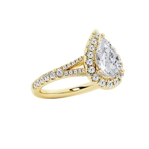 Anillo Vintage de oro de 14 quilates, anillo de compromiso/boda certificado IGI/GIA con corte de pera cultivada en laboratorio de lujo para aniversarios de fiestas de mujeres - Product Image 1