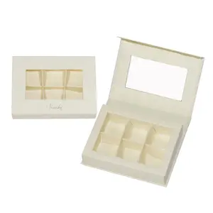 Caja de papel magnética personalizada al por mayor, caja de embalaje de regalo de chocolate de Ramadán con ventana transparente