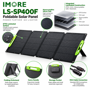 Monocrystalline <b>Solar</b> <b>Panel</b> 400W 4 <b>Fold</b> ETFE IP67 with MC4 for Camping Hiking Travel and Portable Power Station Charging - Product Image 5