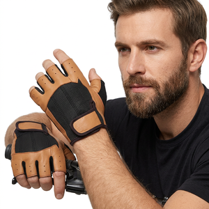 Saar Industries New Arrival High Quality Customized Leather Gym <b>Gloves</b> Half Finger Wrist Support Adjustable Strap Extra Grip - Product Image 1