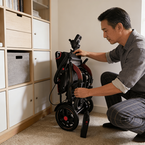 รถเข็นคนพิการกึ่งคาร์บอนความทนทานสูง โครงสร้างไฮบริดจากอะลูมิเนียมอัลลอยด์และคาร์บอนไฟเบอร์ - Product Image 1