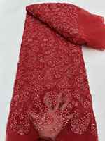 Tissu en maille de dentelle vert sauge de qualité supérieure avec perles et sequins, broderie florale pour robe de mariée et de soirée, vente en gros, en stock, livraison rapide