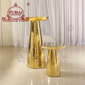 Luxurious <b>Round</b> Gold Stainless Steel <b>Outdoor</b> Bar Height <b>Table</b> - Product Image 3
