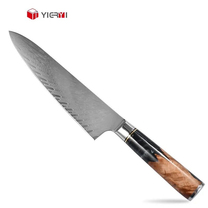 8 inç şef bıçağı Cleaver Nakiri bıçak çelik mutfak bıçakları reçine stabilize ahşap turkuaz kolu ile el yapımı