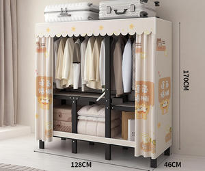 <span class=keywords><strong>Armario</strong></span> Plegable para Sala de Estar, Estantes de Acero Extraíbles con Cubierta de Tela Estampada Ecológica, Fábrica de Armarios - Product Image 3