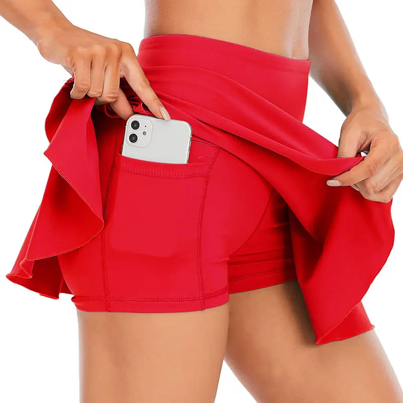 Wholesale Fitness Running Skirts Women's Pleated Tennis Skirt White High Waist Golf Sports Mini Skirt With Pockets