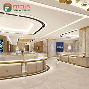 Luxury Wooden Jewelry Counter Glass Display Cabinet LED Light Modern High End Jewelry Showcase Display Cabinet - Product Image 1