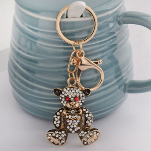 Porte-clés Ours Mignon en Strass Métal Électroplaqué, Petit et Léger, Breloque de Sac à Main, Tirette de Fermeture Éclair - Product Image 4