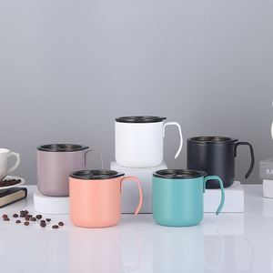 Wholesale Nordic <b>Mug</b> Simple Double-layer <b>Insulated</b> Stainless Steel <b>Mug</b> With Handgrip Transparent Lid - Product Image 1