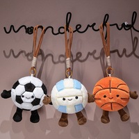 Pendentifs porte-clés en peluche anime, figurines 3D douces, mignonnes, taille mini, 15 cm, en forme de ballon de football ou de basketball