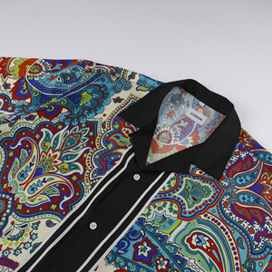 New Arrival <strong>Men's</strong> Casual Summer 100% Cotton Eco-Friendly Anti-Wrinkle Breathable <strong>Paisley</strong> Satin Digital Print Short Sleeve <strong>Shirts</strong> - Product Image 2