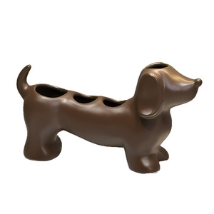 Dachshund Toothbrush Holder With <b>Toothpaste</b> And Makeup Brush Storage Tabletop Placement Easy To Clean - Product Image 5