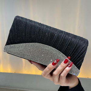 Bolso de mano brillante plisado con diamantes de imitación, bandolera, clutch, bolso de noche hecho a mano para fiesta - Product Image 2