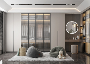 Armario Empotrado Moderno de Madera Maciza Ecológica, Mueble de Dormitorio con Vidrio, Gran Capacidad, Fácil Montaje - Product Image 5
