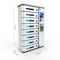 Y2 Power MIA Premium, Casillero de Carga para Teléfonos de 8 Compartimentos con Pago con Monedas, Estación de Carga Rápida, Máquina Expendedora de Carga para Teléfonos