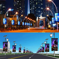 Pantalla LED de doble cara para exteriores P4, poste de lámpara de calle impermeable, poste de publicidad, SMD poste de luz, pantalla LED de doble cara, fábrica
