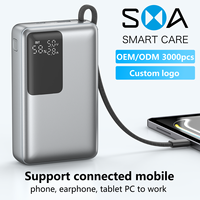 Banco de Energía Portátil de Carga Rápida de 20000 mAh Personalizado para Laptop, con Cable Retráctil y Pantalla TFT