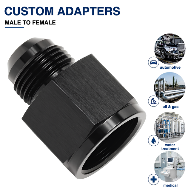 Custom OEM CNC Anodized Aluminum an Male Female Thread Adapter AN3 AN4 AN6 AN8 AN10 Fuel Line Fitting for Automotive Systems