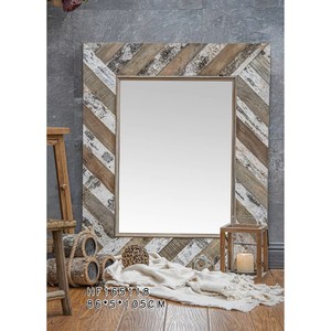 Miroirs muraux rectangulaires encadrés de style rustique pour la décoration de la maison, miroir en écorce - Product Image 1