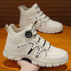 Botas de Senderismo para Hombre con Botón Giratorio, Parte Superior de Cuero Impermeable, Suela Gruesa Antideslizante, para Trekking al Aire Libre - Product Image 3