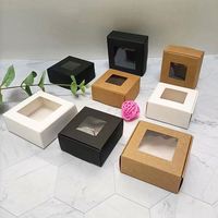 Boîtes en carton kraft pas chères, brunes/noires/blanches, avec fenêtre transparente, pour savon, mariage, bonbons