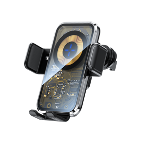 <span class=keywords><strong>Chargeur</strong></span> rapide sans fil 15W, support de véhicule à <span class=keywords><strong>induction</strong></span> intelligent rotatif à 360 degrés, support de voiture avec miroir à texture tactile - Product Image 1