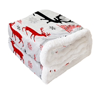 Plaid en flanelle sherpa 100 % polyester tricoté de qualité supérieure, doux et chaud, imprimé flocon de neige, pour lit et canapé, idéal pour les fêtes, cadeau OEM