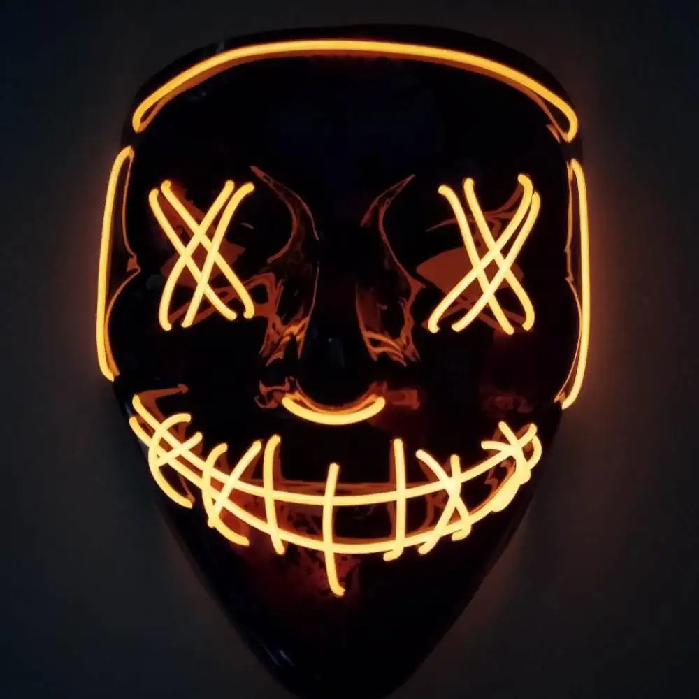 할로윈 LED 가벼운 마스크 무서운 무서운 EL 와이어 코스프레 빛나는 마스크