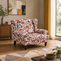 Fauteuil d'appoint scandinave de luxe fait main en bois massif pour patio, avec tissu entrelacé, fauteuil lounge semi-extérieur ergonomique