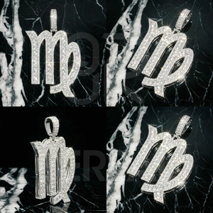 Pendentif Lettre Personnalisé de Luxe en Argent 925, Style Hip Hop, Moissanite VVS (Passe le test du diamant), Sertie de Pierres, Bijoux Fins pour Homme - Product Image 2