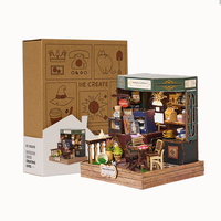 IIECREATE Kit de Maison de Poupée Miniature DIY Puzzle 3D en Bois Fait Main avec Ensemble de Jouets en Bois Mini et Lumière LED