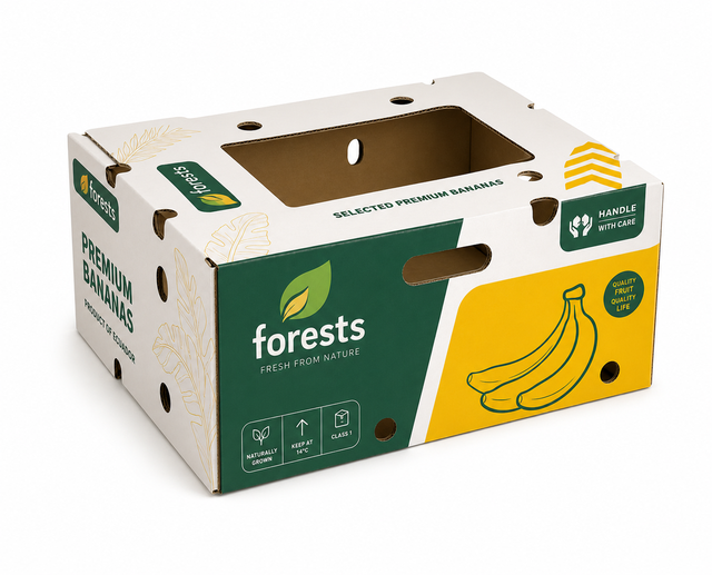 Custom Printed Corrugated Banana Carton Box Ventilated Fruit Packaging Shipping Cardboard Box for Fresh Banana Export
