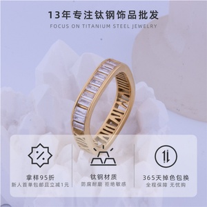 Anillos de Acero Inoxidable con Números Romanos, Joyería Antideslustre, Anillo Delicado con Circonita - Product Image 5