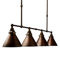Lampe suspendue en laiton vert foncé au design moderne, style Edison, pour table de billard, luminaire suspendu d'intérieur, lustre rectangulaire