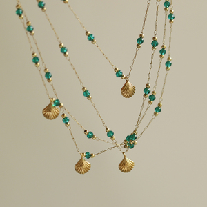 สร้อยคอจี้เปลือกหอยเคลือบทอง 18K ดีไซน์ทันสมัย ประดับลูกปัดแก้ว ตัวล็อคสแตนเลส สำหรับงานปาร์ตี้ของผู้หญิง (แบบสั่งทำ) - Product Image 5