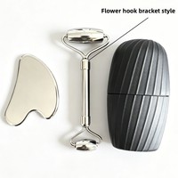 Nouvel ensemble de 3 rouleaux de massage pour les yeux à double tête, rouleau de glace pour le visage et ensemble Gua Sha en acier inoxydable, outil de massage facial Gua Sha pour la beauté