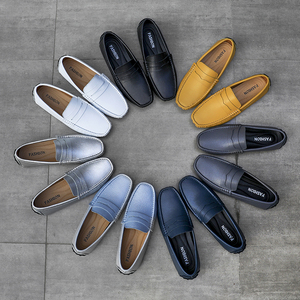 Mocassini con tomaia in vera pelle Slip On <span class=keywords><strong>Fashion</strong></span> <span class=keywords><strong>Relax</strong></span> scarpe Casual da uomo in stile britannico Outdoor Driving Men Oxford Shoes mocassini - Product Image 1