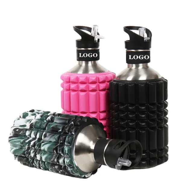ZJFIT Multifunctional Fashion foam roller water bottle Stainless Steel Water Bottle Fitness accessories for Yoga Fitness Pilates