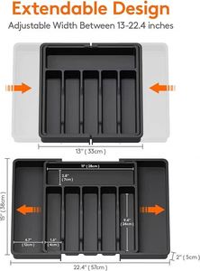 Expandable Cooking Utensil Tray Extended Tableware Storage Box Kitchen <b>Shrink</b> Storage Tray <b>Plastic</b> Material Drawers Organizer - Product Image 3