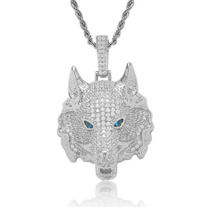 Gioielli di moda Hip Hop collana pendente testa di <span class=keywords><strong>lupo</strong></span> placcato oro pendenti animali ghiacciati collane Punk per uomo e donna - Product Image 4